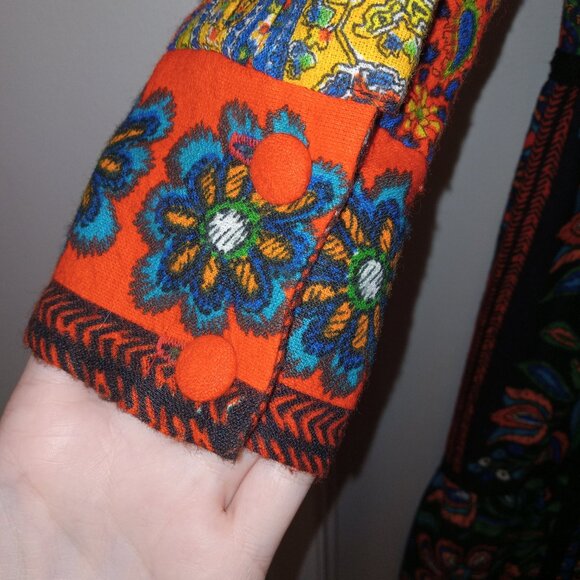 RARE 60s Vintage Bill Atkinson Glen Of Michigan Long Sleeve Patchwork Maxi Dress - Picture 5 of 6